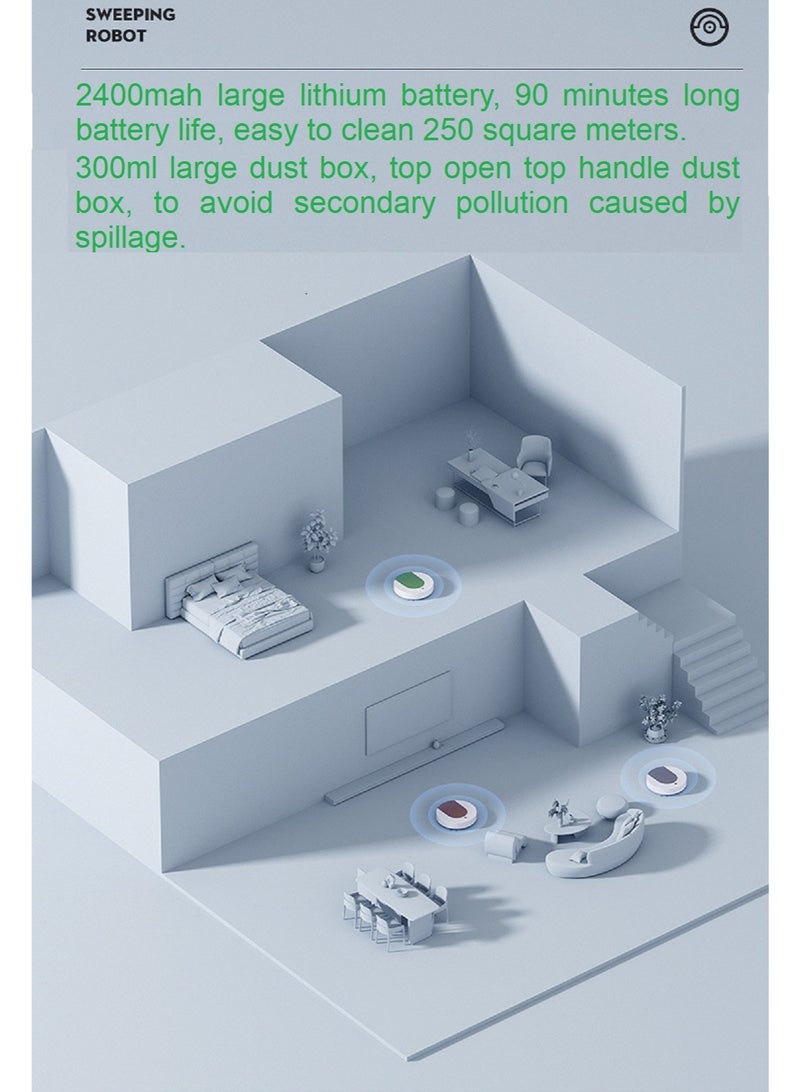 Clean Smart Clean Robot S31 Sweeper Intelligent Sweeping Robot, Multi-Functional Sweeping Vacuuming Mopping, 4500PA, 2400mAh Lithium Battery work for 90 minutes - Image 4